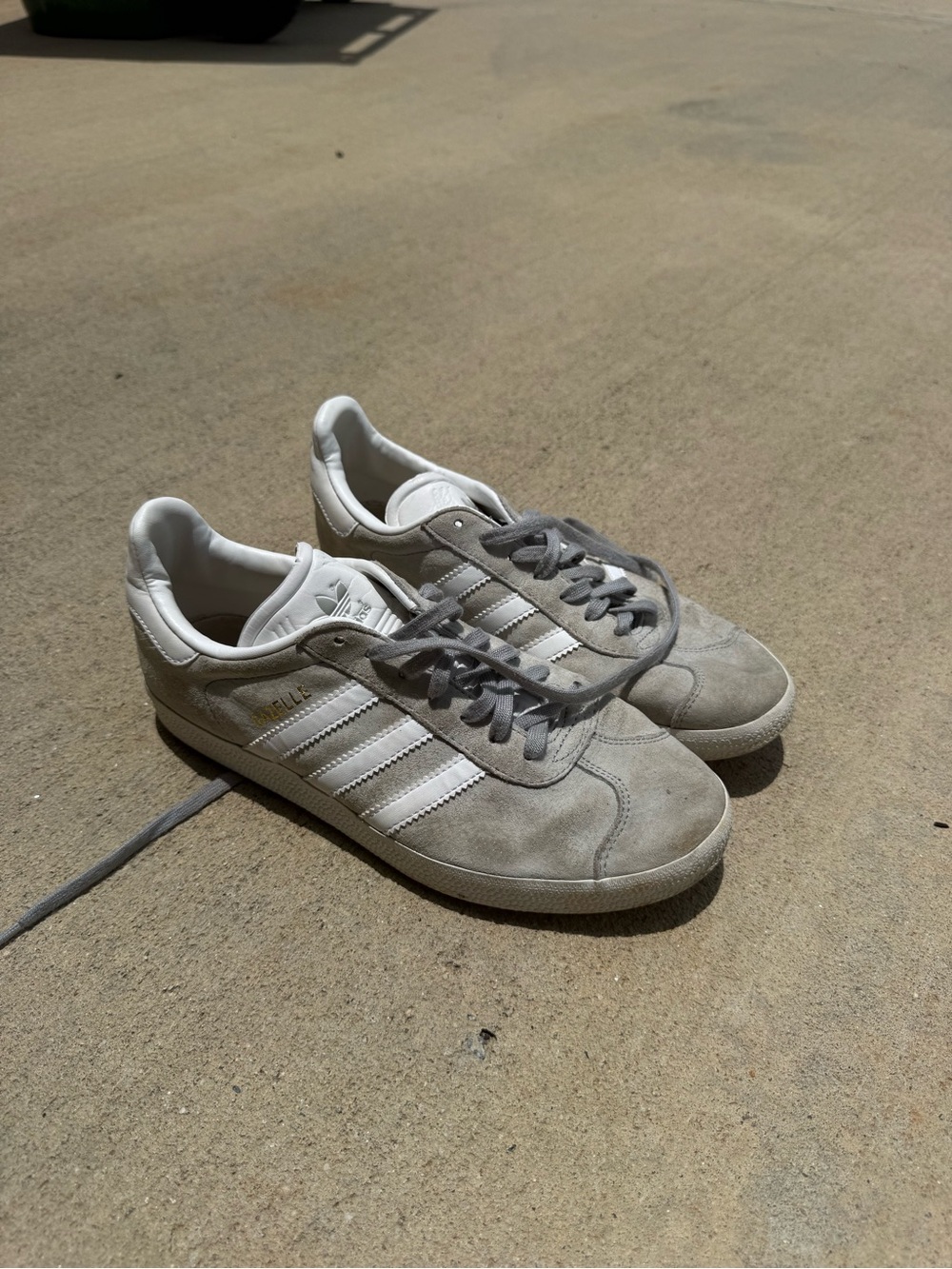 Adidas Gazelle Women’s Suede Sneakers in Light Gray and White